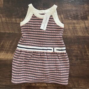 NWT Janie and Jack knit textured dress with white trim 12-18m